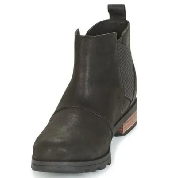 Sorel Emelie Chelsea Boots Size y NL2671-010 Black Suede EUC Ankle Booties - Picture 2 of 12